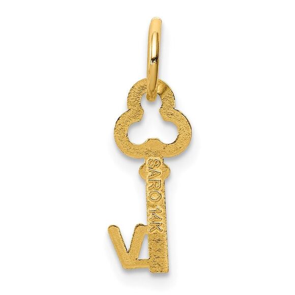 14k Yellow Gold, Hannah Collection, Mini Initial V Shamrock Key Charm - Picture 3 of 5